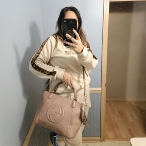 Auth Gucci Soho Bag Large GG Pink Two Ways Bag 369176